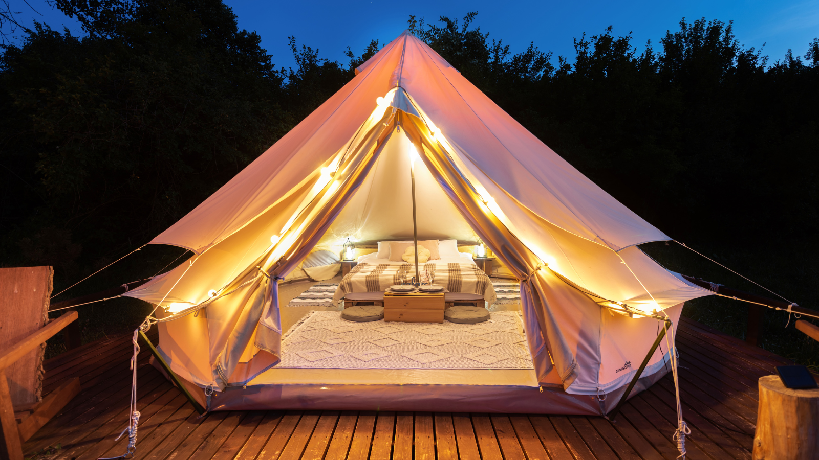 Image of a bell tent at night